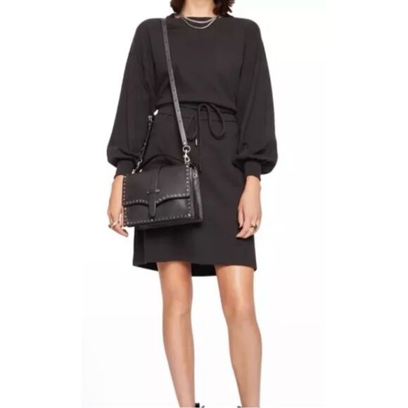 NWT Rebecca Minkoff Marta Belted‎ T-Shirt Dress Black Long Sleeve Size Medium - Picture 2 of 13